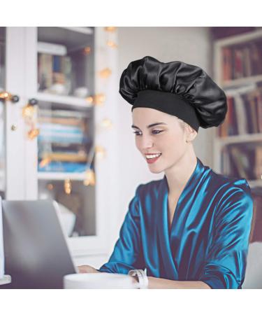COHEALI Adjustable Reversible Sleep Hat Hair Bonnet for Long Hair - Black 56-58cm - Buy Online on GoSupps.com