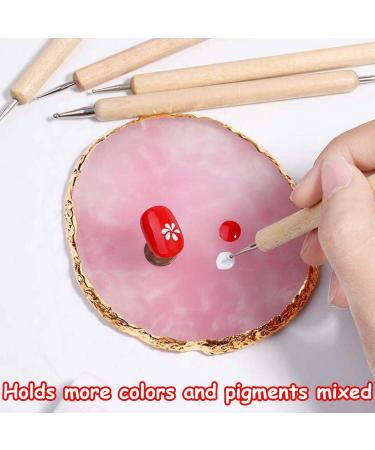 Harz Nail Art Palette - 2-Piece Gel Polish Holder & Color Mixing Plate with Gold Rim for DIY Nail Designs - Buy Online on GoSupps.com