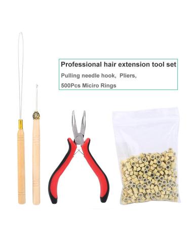Filfeel Hair Extension Kit - 500pcs Micro Rings Tongs & Loop Tip - Premium Beige Hair Extensions Accessories for Easy Application - Buy Online on GoSupps.com