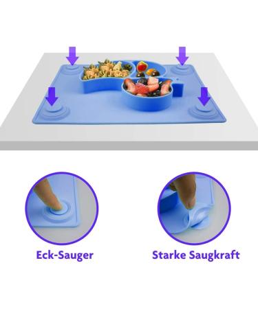 SILIVO Upgraded Silicone Non-Slip Baby Placemat with Suction Cups - Navy Blue Duck | Baby Plates for Infants, Toddlers, and Kids - Buy Online on GoSupps.com