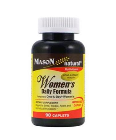 MASON NATURAL Women's Daily Multi Formula with 21 Essential Vitamins and Nutrients Supports General Wellness and Overall Health 90 Caplets