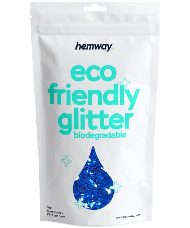 Hemway eco Friendly Biodegable Glitter 100g / 3.5 ounces Bio Cosmetic Safe Sparkle vegan for the face eyeshadow body hair nail and festival makeup - 1/8 "0.125" 3mm - Sapphire Blue