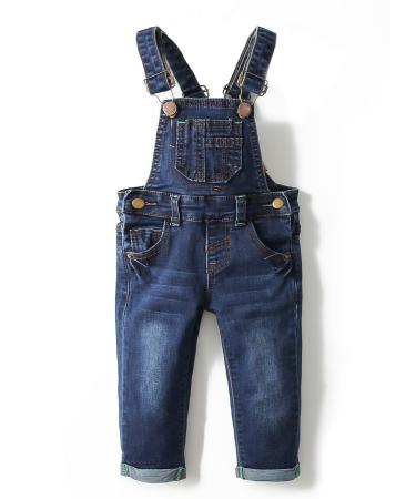 KIDSCOOL SPACE Baby Boy Girl Jean Overalls Toddler Slim Cute Denim Jumper 18-24 Months Blue-2086