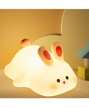 OkiyiD Bunny Gifts for Girl Cute Night Light Rabbit Lamp Gifts Bedside Lamp for Nursery ABS+SIL Touch Control Portable and Rechargeable Dimmable Birthday Gifts for Boys Girls (Bunny)