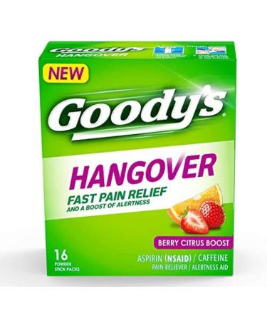 Goody's Hangover Powders, Fast Pain Relief & Boost of Alertness, Berry Citrus Flavor Dissolve Packs, 16 Individual Packets