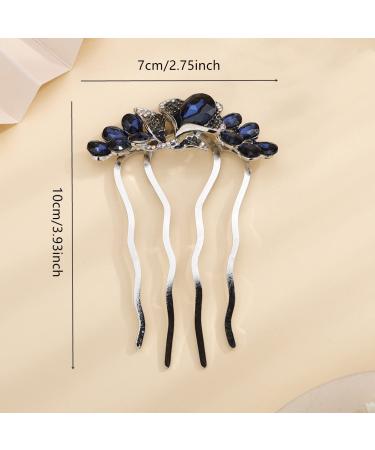 Wedding Crystal Teardrop Hair Comb - Deep Blue Rhinestone Bridal Headpiece - Buy Online on GoSupps.com