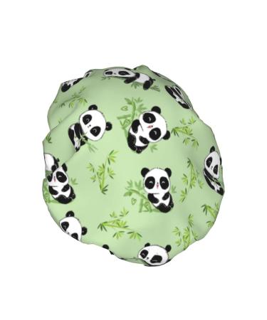 Bamboo Reusable Shower Cap with Sketch Panda Design | Waterproof Double Layer Bathing Hat for Women, Kids, and Men - Buy Online on GoSupps.com