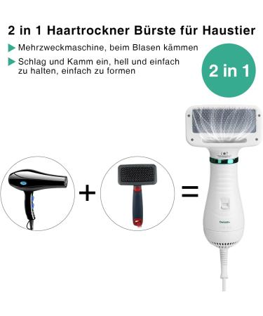 Ownpets 2-in-1 Pet Hair Dryer Brush for Dogs & Cats - Adjustable Temperature Dog Dryer 300W - Efficient Fur Comb & Hair Removal - Buy Online on GoSupps.com
