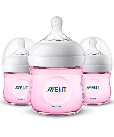 Philips Avent 4oz Natural Baby Bottles 3-Pack - Pink