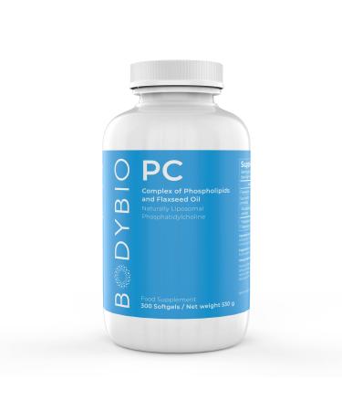 BodyBio PC Phospholipids and Flaxseed Oil | Liposomal for High Absorption | High Potency Supplement | 300 Capsules 300 Count (Pack of 1)