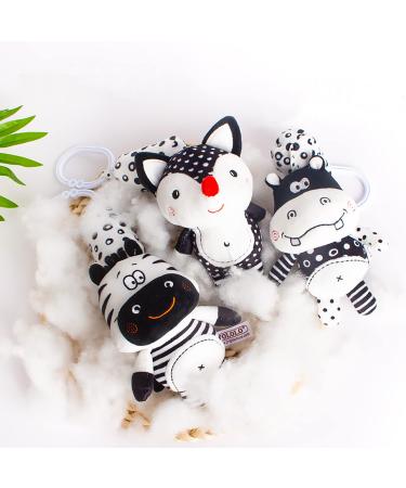Eikada Baby Rattling Toys - High Contrast Black & White Newborn Plush Toys for Car Seat Baby Bed & Stroller (3 Pack) - Buy Online on GoSupps.com