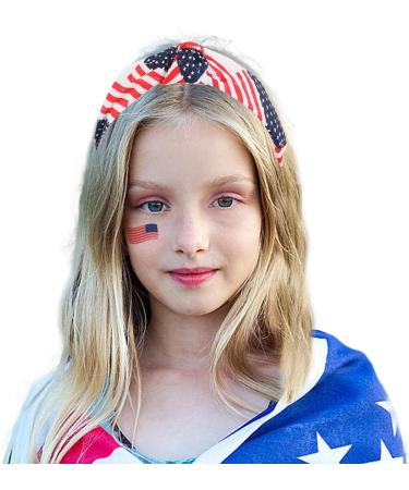 Outyua 4th of July Patriotic American Flag Knotted Headband Independence Day Red White and Blue Hairband USA Star Outfits Hair Accessories for Women Girls - Buy Online on GoSupps.com