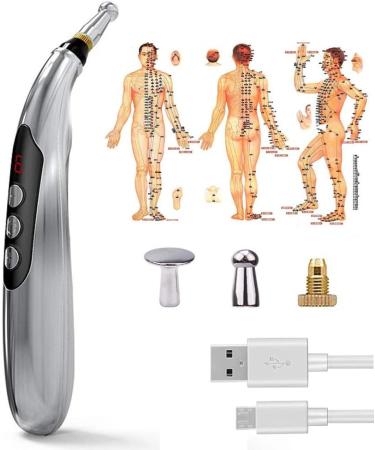 Electronic Acupuncture Pen USB Rechargeable Pain Relief Massager with 3 Heads & 2 Gel - Buy Online on GoSupps.com