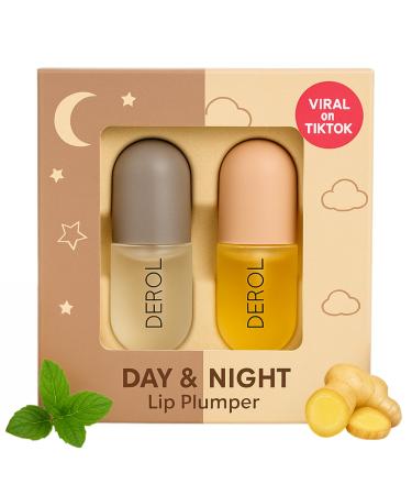 Lip Plumper Gloss Set Clear Hydrating Plumping Lip Gloss & Lip Volumizer for Fuller Smoother Lips Nourishing Lip Enhancer Serum for Women Day & Night Use