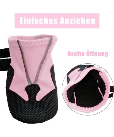 Reestboo Dog Shoes - 4 Set Anti-Slip Boots for Medium & Large Dogs | Reflective Strap Velcro Fastener Paw Protection Pink - Buy Online on GoSupps.com