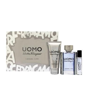 Salvatore Ferragamo Uomo Casual Life 3 Piece set: 3.4 oz EDT Spray + 3.4 oz Shower Gel + 0.33 oz EDT