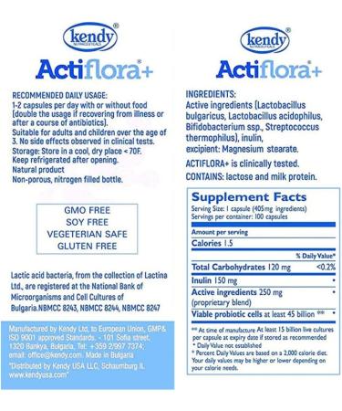 Actiflora + Synbiotic Kendy 100 VCaps - Premium PreProbiotic Supplement - Buy Online on GoSupps.com