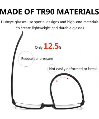 Hubeye 4 Pack Reading Glasses for Men & Women - TR90 Anti-Blue Light Rectangular Glasses Comfortable 2.0 Diopter Reading Aid - High Quality Black - Buy Online on GoSupps.com