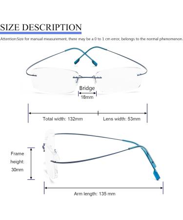 Super Light Titanium Rimless Reading Glasses for Women & Men | Blue +1.0 | Stylish & Comfortable Reading Aid - Buy Online on GoSupps.com