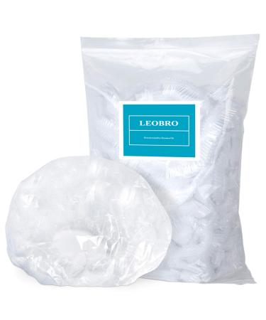 Shower Cap LEOBRO 100 Pack Disposable Shower Caps Clear Plastic Hair Caps Plastic Shower Caps for Women Thick Waterproof Bath Caps Plastic Caps for Hair Treatment Home Spa Salon Hotel Travel 100 Count (Pack of 1)