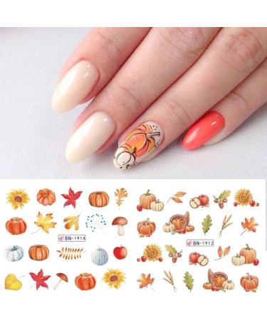 Cartoon Golden Leaves Abstract Face Animal Autumn Maple Leaf Water transfor Decals Nail Stickers(BN1921-1932) - Buy Online on GoSupps.com
