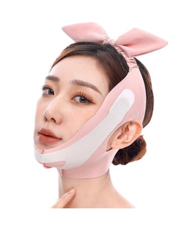 KKSS Double Chin Reducer for Women Comfortable Face Lift Tape Double Chin Eliminator Jawline Exerciser Tik Tok Made Me Buy It Jawline Sculptor Chin Strap for Double Chin for Women (Pink)