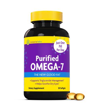 InnovixLabs Purified Omega 7 Supplement - 210 mg Omega-7 Palmitoleic Acid Fish Oil for Metabolism & Triglyceride Support Essential Fatty Acids IFOS Approved 30 Softgels 30 Count (Pack of 1)