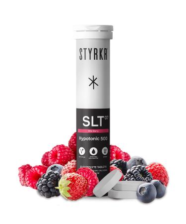 STYRKR Lot de 12 comprim s d'hydratation Electrolytes Berry 500 mg par portion 2 sels plus lev s utilis s par les athl tes d'endurance Formule avanc e quad-m lange SLT07 12 x par tube 500 mg de baies douces 12 unit (Lot de 1)