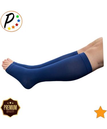 Premium Sheer 15-20 mmHg Compression Calf Socks - Open Toe Navy | International Shipping Available - Buy Online on GoSupps.com