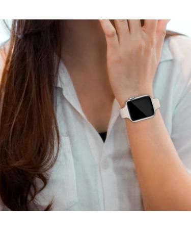 Ultra Thin Silicone Sport Band for Apple Watch 38/40/41mm - #A Starlight | Compatible with iWatch Series 1-8/SE | Slim Replacement Wristband for Men and Women - Buy Online on GoSupps.com