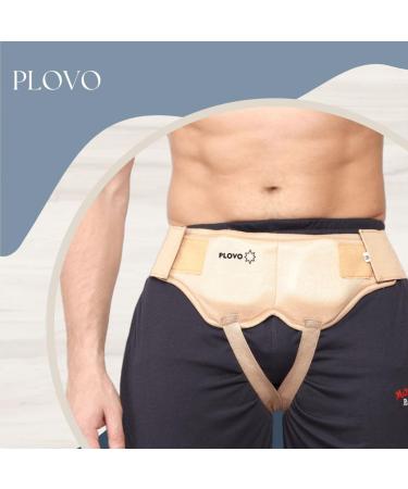 PLOVO Medical Inguinal Hernia Support Belt for Men - Groin Pain Relief & Recovery Double Sided with 2 Removable Compression Pads - Medium Beige for Right Left or Both Sides - Buy Online on GoSupps.com