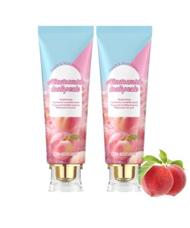 homomdy Niacinamide Whitening Toothpaste Niacinamide Intensive Whitening Toothpaste Stain Removal and Enamel Repair Freshens Breath with Mint and Peach Scent Brightens Teeth Fluoride Free 2 pcs