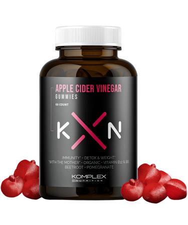 KompleX Nutrition Apple Cider Vinegar Gummies Improve Digestion Detox 1000mg ACV Powder with Mother 60 Vegan and Gluten-Free Supplement Gummies (ACV GUM)