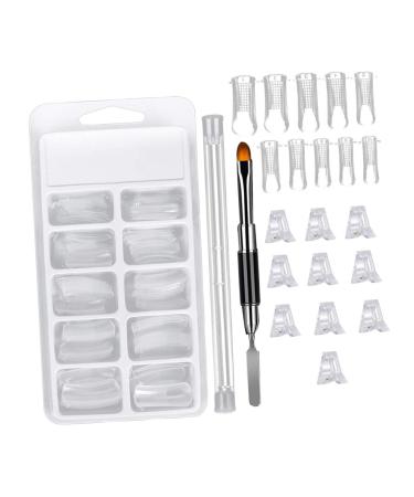 Ipetboom Manicure Kits 1 Set Nail Set Nail Art Nail Tips Clip Nail Clips Tool Plastic Finger Extension Clip Manicure Kit Forms Stainless Steel and Nylon Fiber Manicure Tools White Crystal
