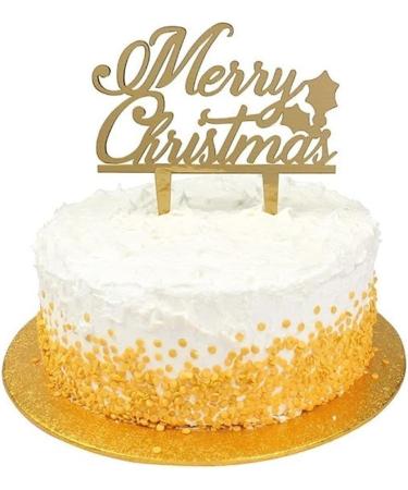 Cake Star Merry Christmas Cake Topper Gold Festive Cake Decoration Food Safe and Easy to Use - Buy Online on GoSupps.com