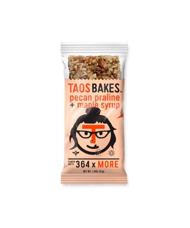 Taos Bakes Energy Bars - Pecan Praline + Maple Syrup (Box of 12, 1.8oz Bakes) - Gluten-Free, Non-GMO, Healthy Snack Bars
