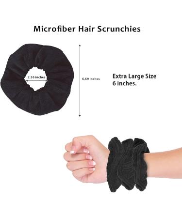 3-Piece Microfiber Hair Drying Towels Scrunchies Set - Super Absorbent & Anti-Frizz Hair Ties for Women - Black - Buy Online on GoSupps.com