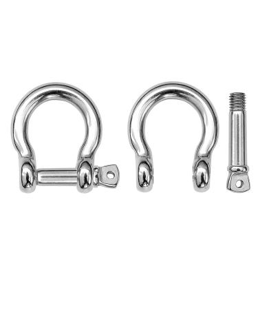 AMYSPORTS Heavy Duty Chain Shackle Stainless Lifting Load Pin Shackle Anchor Bow Marine Ring Shackles Steel Screw Outdoor M10 1400lbsf 2pcs M10 (1400lbsf) 2pcs