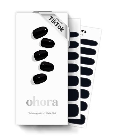ohora Semi Cured Gel Nail Strips (N Velvet Chic) - Dark Metallic Works with UV/LED Lamps Salon-Quality Long Lasting Easy to Apply & Remove - Includes 2 Prep Pads Nail File & Wooden Stick