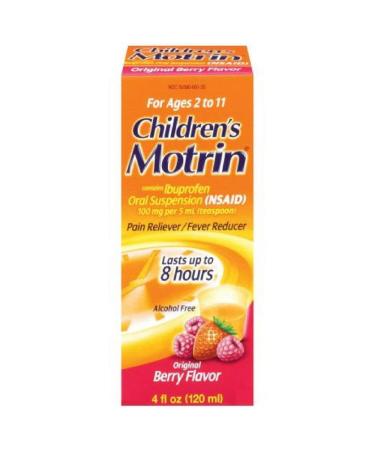 Motrin Children's Ibuprofen Oral Suspension Original Berry Flavor 100 mg Original Berry Flavor 4 oz (Pack of 3)