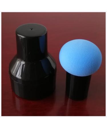 Makeup Sponge Non-latex Makeup Sponge Mushroom Head Powder Liquid Foundation Puff Dry & Wet Multi- function Cosmetic Tool Tamp Storage Box Makeup Sponge Holder(Blue and cap)