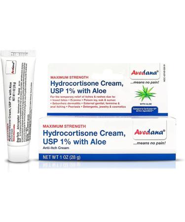 AVEDANA Hydrocortisone Cream 1oz | Premium Anti-Itch Eczema Cream with Aloe Vera | Extra Strength Relief for Rashes, Insect Bites, Dermatitis | Soothes Itchiness & Irritation - Buy Online on GoSupps.com