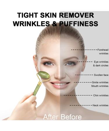 4-pcs Jade Roller & Gua Sha Set for Anti-aging & Firming - Green Jade Stone Massager for Face & Neck Rejuvenation, Wrinkle Removal, and Eye Puffiness Reduction - Buy Online on GoSupps.com