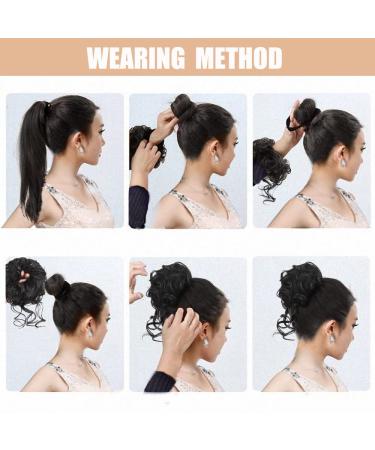 Deethens Messy Hair Bun Scrunchie - Curly Updo Ponytail Chignon Hairpiece in Medium Chestnut Brown - Buy Online on GoSupps.com