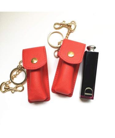 ARTIBETTER 2pcs Clip-On Sleeve Chapstick Key Chain Holder - Leather Lip Balm Pouch Storage Bags - Fashion Lipstick Case with Key Ring - Portable Gift for Women/Girls - Buy Online on GoSupps.com