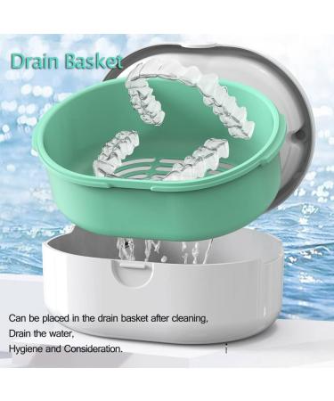 Dentures Case - Double Layer Dry and Wet Separation Denture Cup for Cleaning and Storage (White) - Buy Online on GoSupps.com