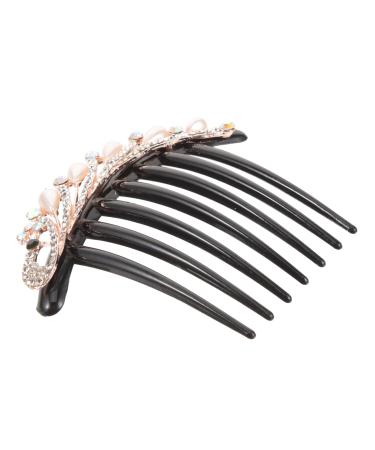 Angoily Hair Combs for Women Rhinestone Barrettes for Women Rhinestone Headpiece Pearl Hair Accessories Pearl Headpiece Hair Accessory for Women Plastic Women's Leaf Full Diamond