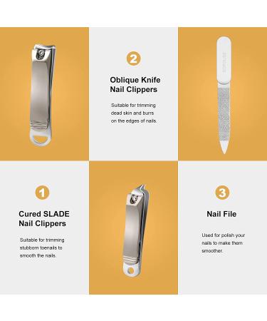SOPOLISE Nail Clipper Set - Premium Carbon Steel Clippers with File and Case (3 PCS) - Buy Online on GoSupps.com