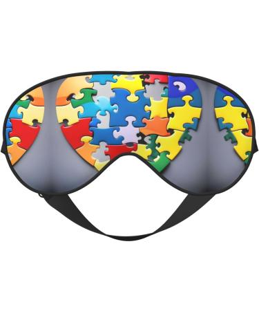 Buy Autism Awareness Puzzle Pieces Heart Print Soft Eye Mask | Sleep Mask for Women & Men | Comfortable Travel Sleep Eye Mask - Buy Online on GoSupps.com