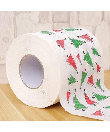 NUOBESTY Chrismas 2 Roll Christmas Toilet Paper Roll Tissue Napkin Santa Tree Pattern for Xmas Holiday Party Supplies Bathroom Decoration Colored Tissue Paper - Buy Online on GoSupps.com